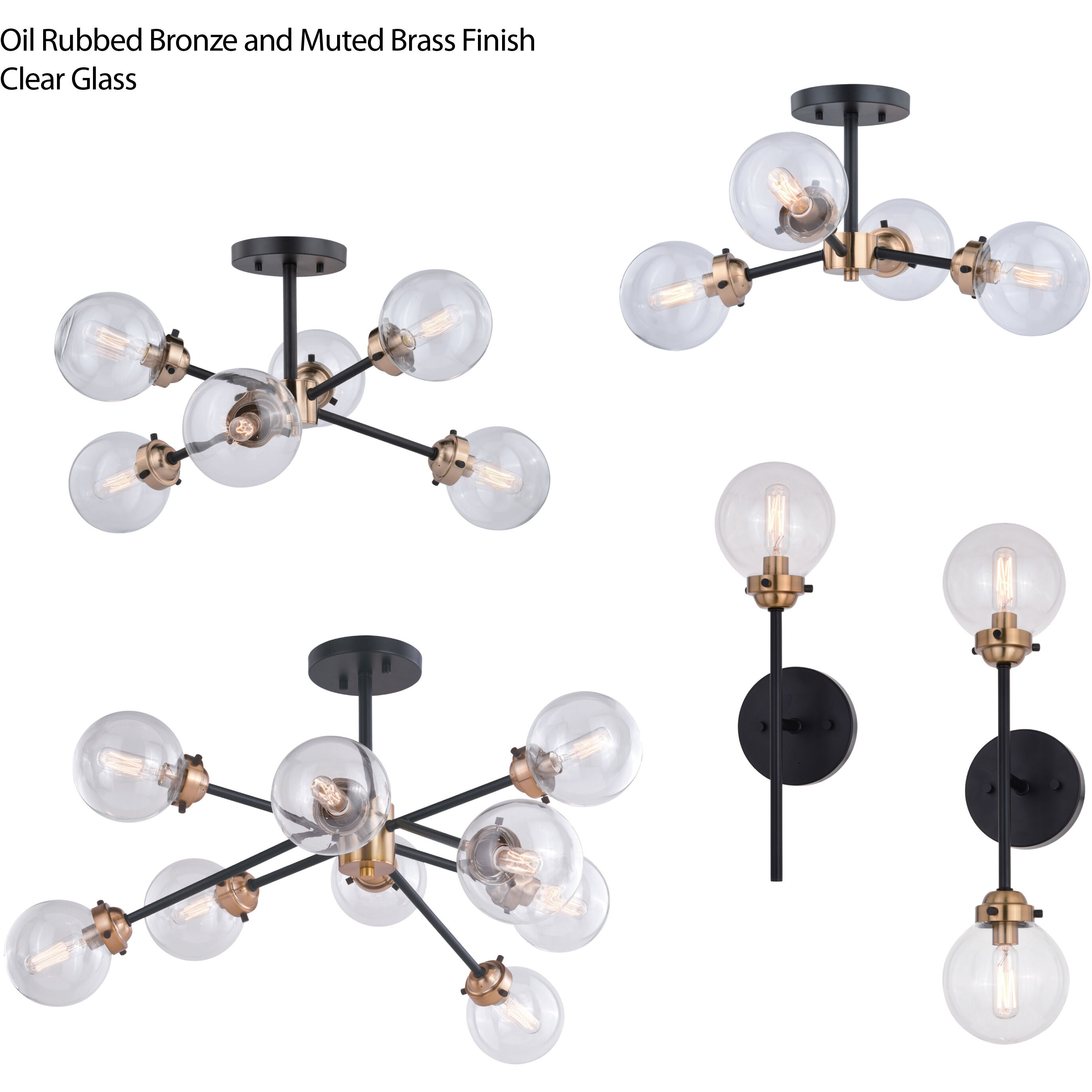 Orbit LED 32 inch Muted Brass and Oil Rubbed Bronze Semi-Flush Mount Ceiling Light